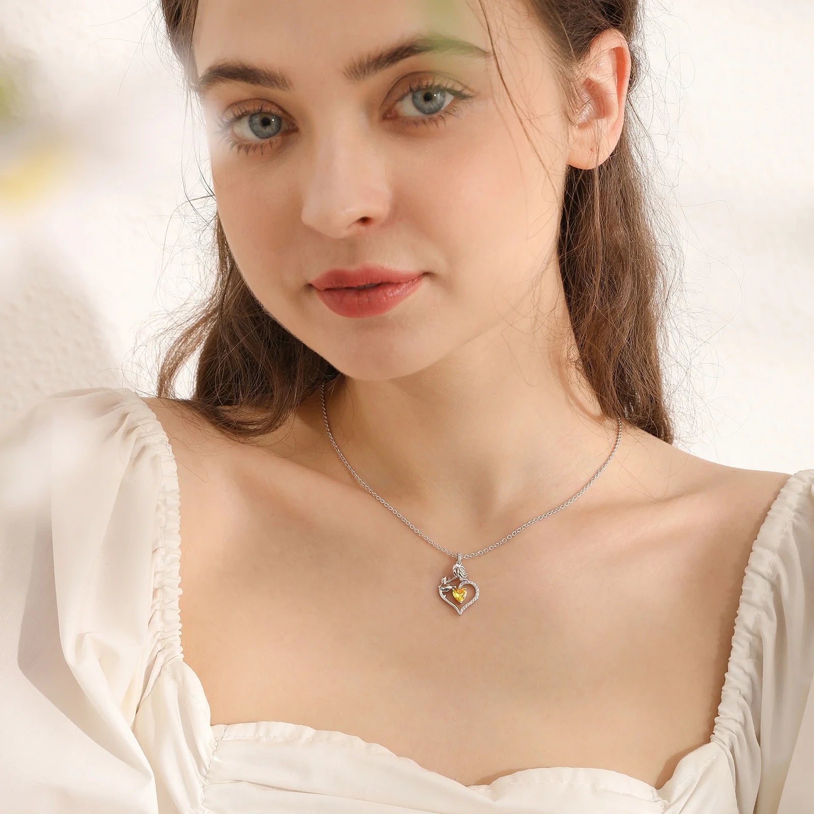 Elegant 925 Sterling Silver Birthstone Rose Flower Heart Necklace - Perfect Gift for Christmas, Valentine's Day, and Mother's Day for Women, Moms, Wives, and Lovers