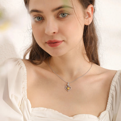 Elegant 925 Sterling Silver Birthstone Rose Flower Heart Necklace - Perfect Gift for Christmas, Valentine's Day, and Mother's Day for Women, Moms, Wives, and Lovers