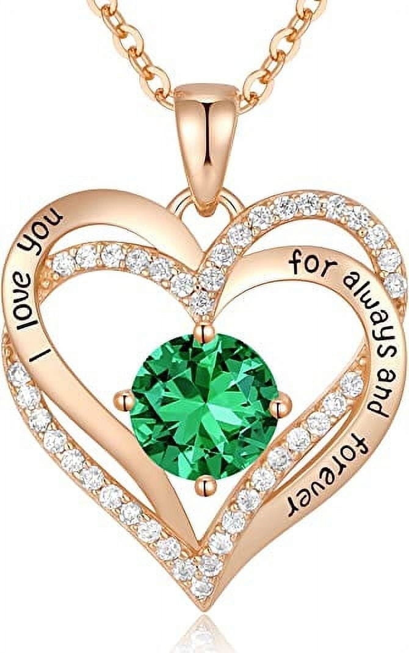 Love Pendant Necklaces for Women with Birthstone Zirconia, Christmas Birthday Anniversary Jewelry Gift for Women Wife