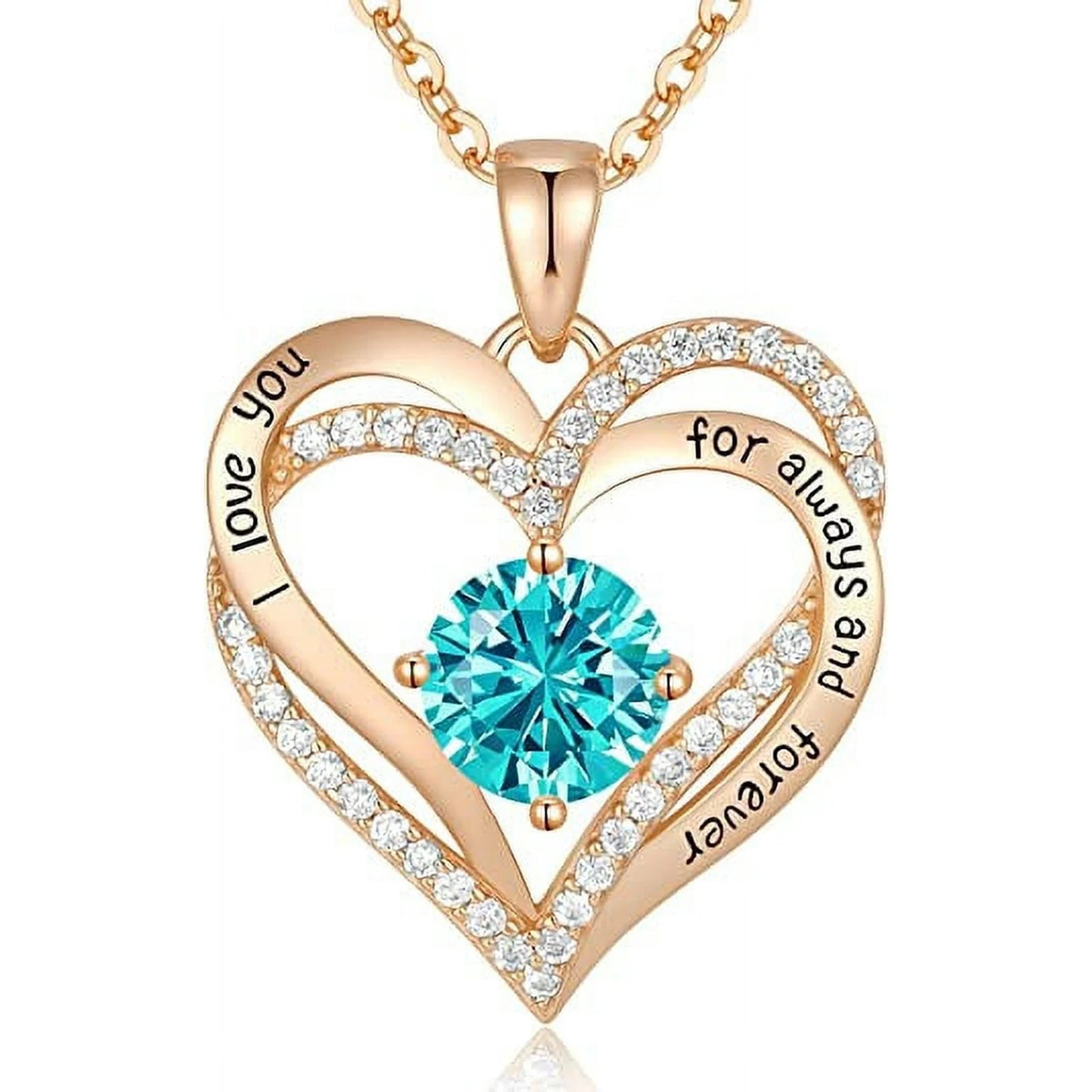 Love Pendant Necklaces for Women with Birthstone Zirconia, Christmas Birthday Anniversary Jewelry Gift for Women Wife