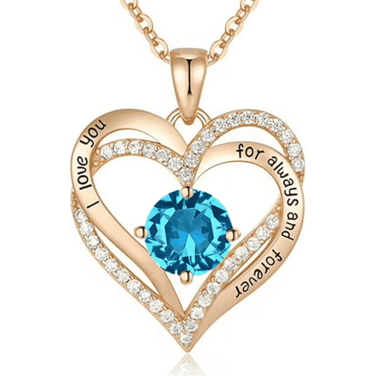 Love Pendant Necklaces for Women with Birthstone Zirconia, Christmas Birthday Anniversary Jewelry Gift for Women Wife