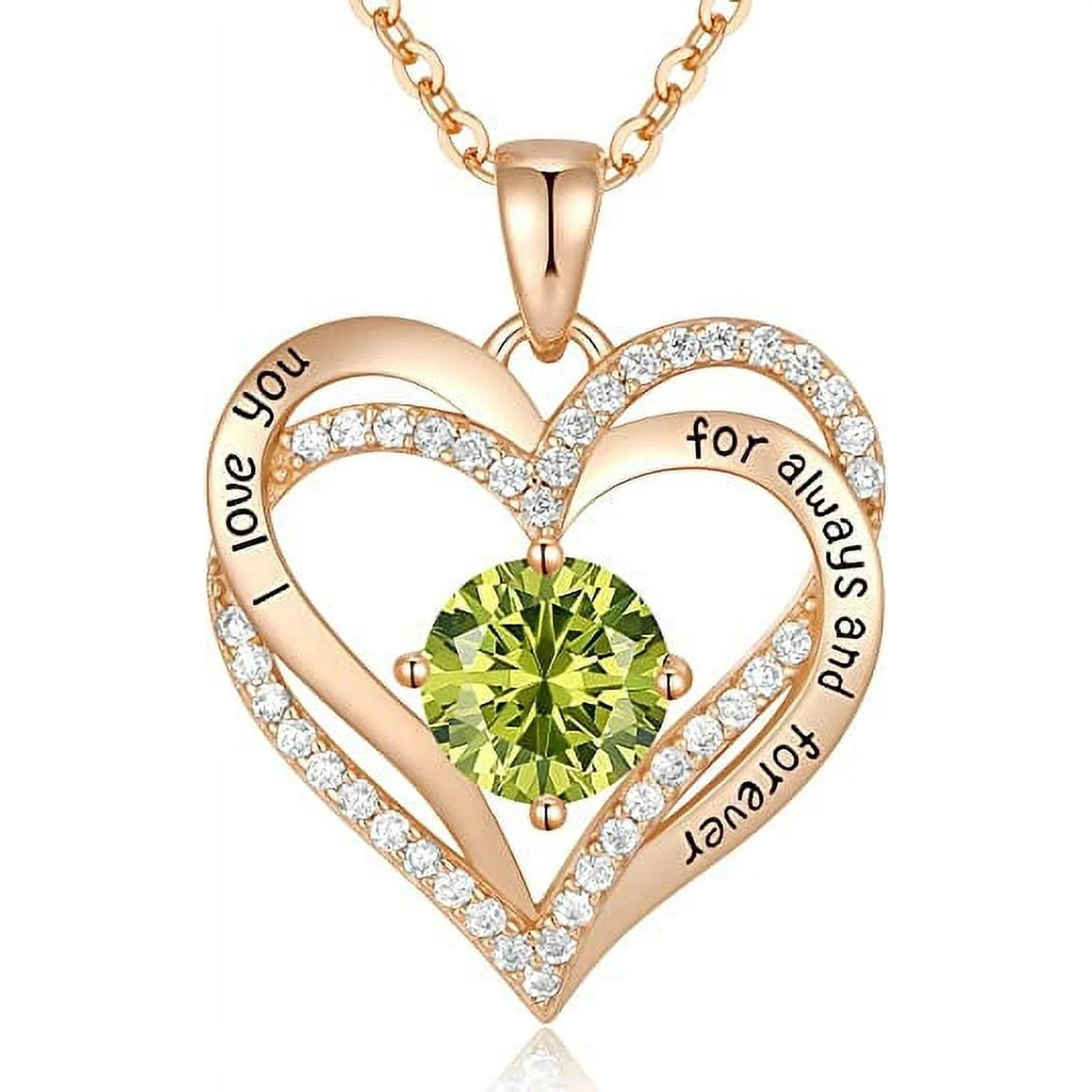 Love Pendant Necklaces for Women with Birthstone Zirconia, Christmas Birthday Anniversary Jewelry Gift for Women Wife