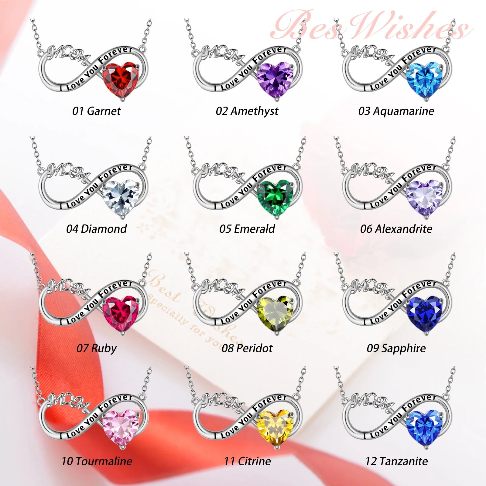 Infinity Heart Necklace for Mom March Birthstone Necklace Aquamarine Blue Pendant 925 Sterling Silver Jewelry Women Birthday Mother'S Day Gift